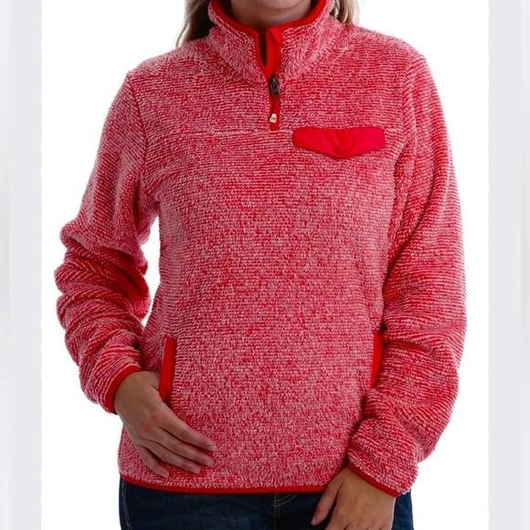Cinch Jeans Red Fleece 1/4 Zip - Picture 1 of 14